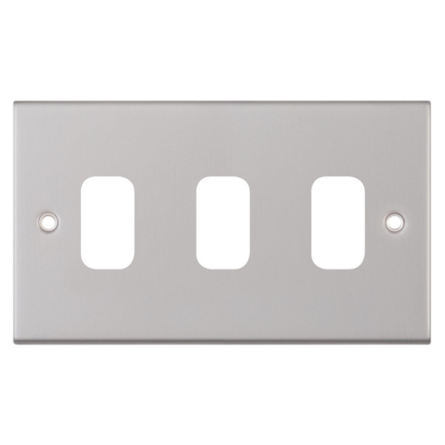 Selectric 3 Aperture Modular Plate 5M Satin Chrome