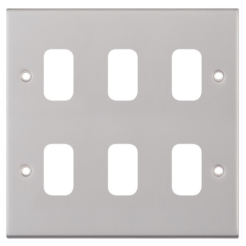 Selectric 6 Aperture Modular Plate 5M Satin Chrome