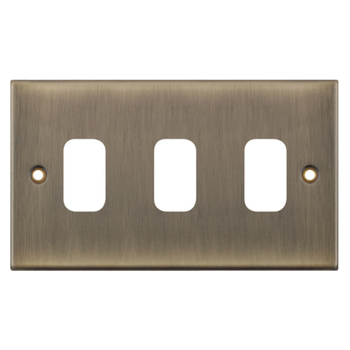 Selectric 3 Aperture Modular Plate Antique Brass 5M