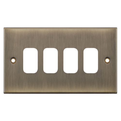 Selectric 4 Aperture Modular Plate Antique Brass 5M