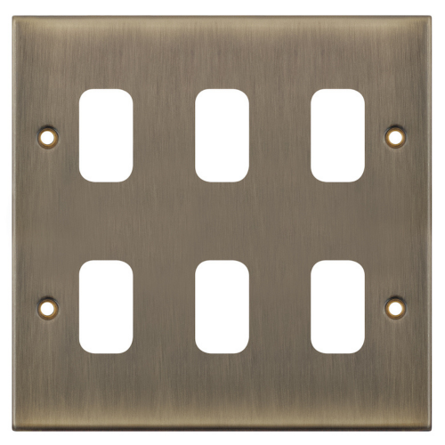 Selectric 6 Aperture Modular Plate Antique Brass 5M