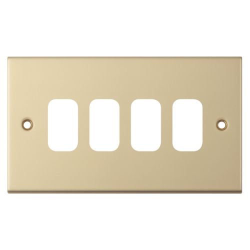 Selectric 4 Aperture Modular Plate 5M Satin Brass