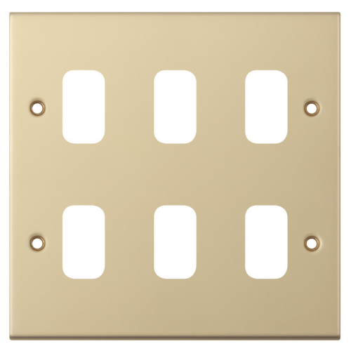 Selectric 6 Aperture Modular Plate 5M Satin Brass