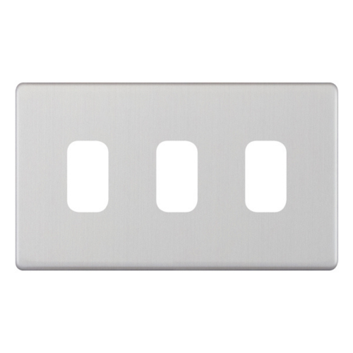 Selectric 3 Aperture Modular Plate 5M-PLUS Satin Chrome