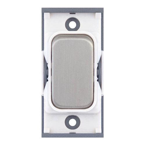 Grid switch module - 10A intermediate switch Satin Chrome with White Insert by Meteor Electrical 
