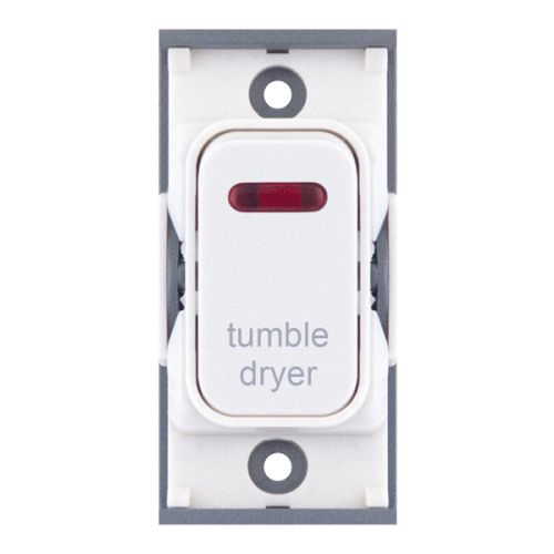 SGRID360-308 20 Amp DP Modular Switch with Neon – Marked “tumble dryer” White