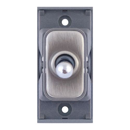 SGRID360-313 10 Amp Intermediate Toggle Switch Module – Satin Chrome with Grey Insert
