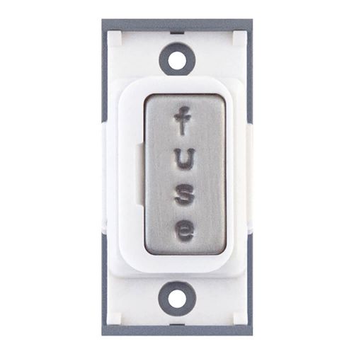Grid switch module - 13A fused connection unit Satin Chrome with White Insert by Meteor Electrical 