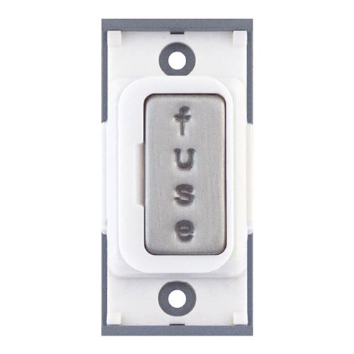 Grid switch module - 13A fused connection unit Satin Chrome with White Insert by Meteor Electrical 