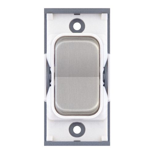SGRID360-401 20 Amp Centre Off Retractive Modular Switch – Satin Chrome with White Insert
