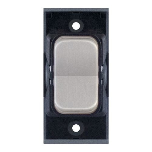 SGRID360-402 20 Amp Centre Off Retractive Modular Switch – Satin Chrome with Black Insert
