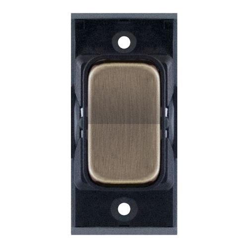 Selectric 20A Centre Off Retractive Modular Switch Antique Brass Black Insert