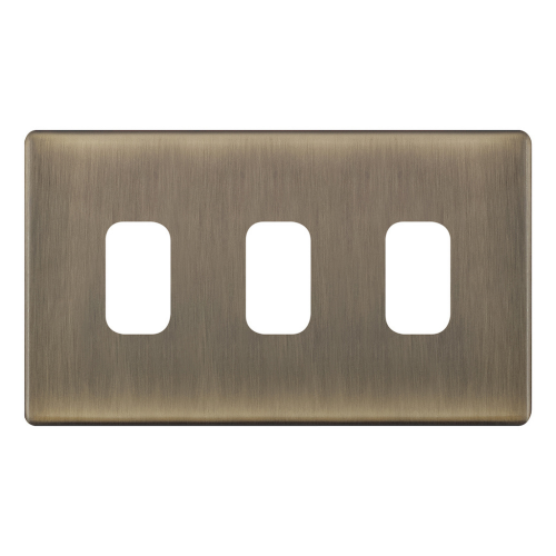 Selectric 3 Aperture Modular Plate Antique Brass 5M-PLUS