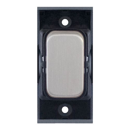 Grid switch module - 10A intermediate switch Satin Chrome with Black Inserts by Meteor Electrical 