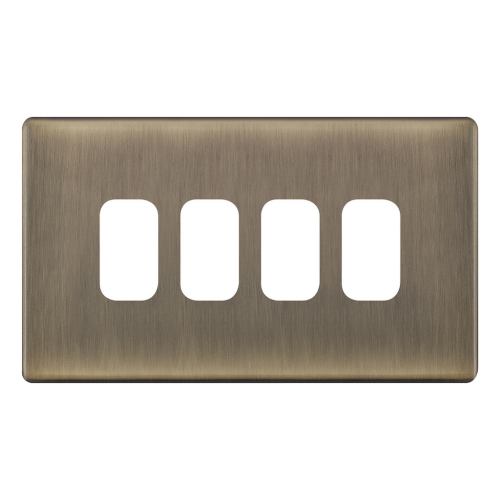 Selectric 4 Aperture Modular Plate Antique Brass 5M-PLUS