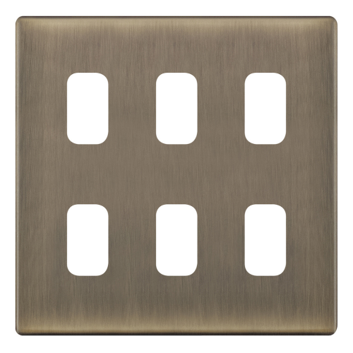 Selectric 6 Aperture Modular Plate Antique Brass 5M Plus 