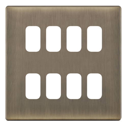 Selectric 8 Aperture Modular Plate Antique Brass 5M Plus