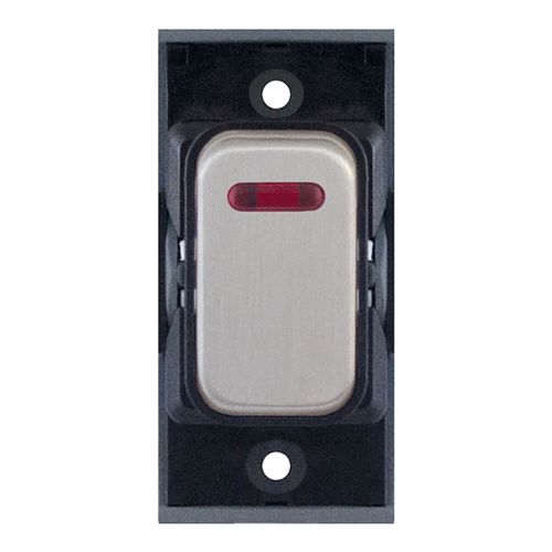 Grid switch module - 20A DP switch with neon Satin Chrome with Black Insert by Meteor Electrical 