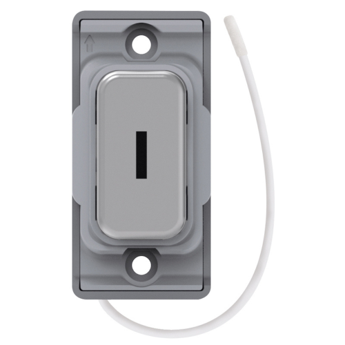 Selectric Push On / Off Emergency Key Switch Satin Chrome with Grey Insert