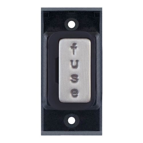 Grid switch module - 13A fused connection unit Satin Chrome with Black Insert by Meteor Electrical 