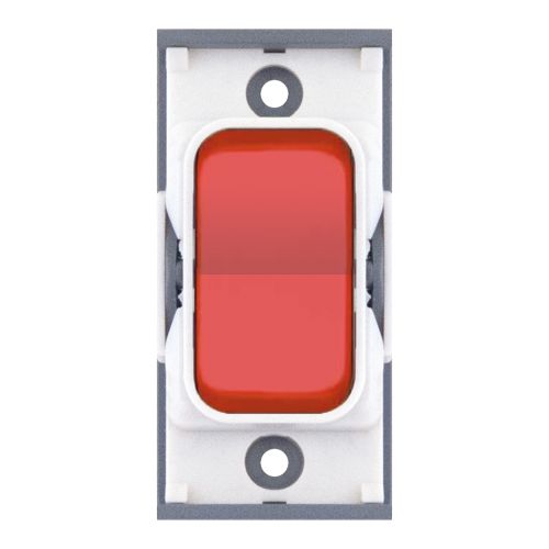 SGRID360-538 – GRID360 Module 20 Amp SP 2 Way Centre Off Retractive Switch – Red, White Insert