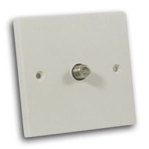 Single Satellite TV Socket Off White