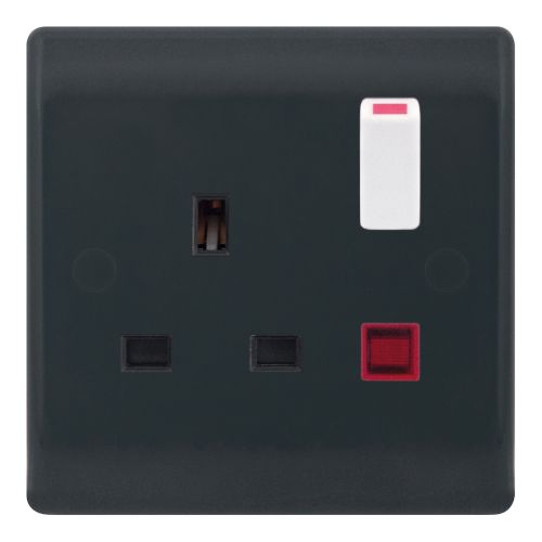 13 Amp DP Switched Socket – White Rockers – Neon – Part M