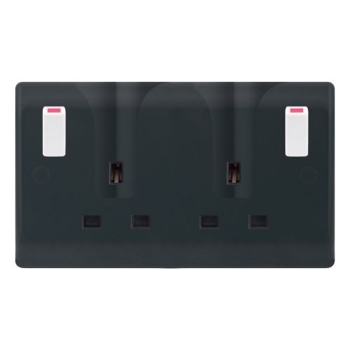 13A Locating Socket Outlet 2 Gang Switched DP with 2 Earth Terminals