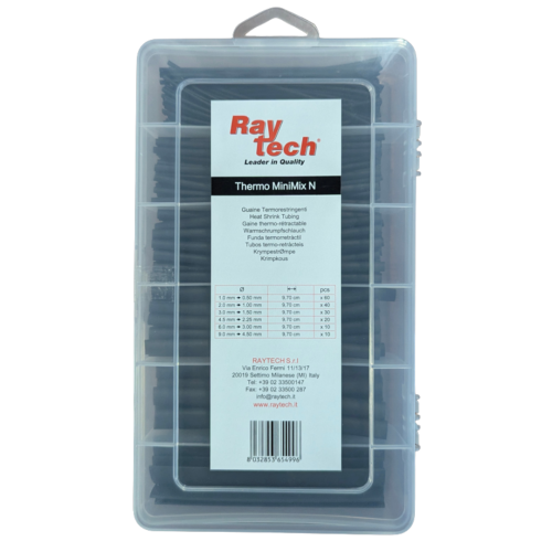 RAY TECH Black Thermo Mini Mix Pre-Cut Heat Shrink Sheaths Kit