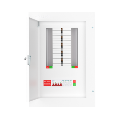 Live 10 Way Three Phase Board c/w 125A Main Switch Incomer+4P20KA-40KA Surge Device