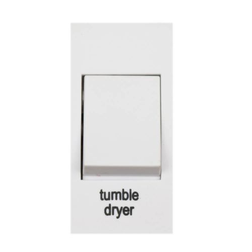 20 Amp Double Pole Module Switch engraved "tumble dryer“ by Meteor Electrical 