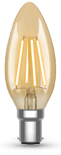 Kosnic Vintage Filament Candle 4.2W Dim. SBC (B15) 2500K Gold Antique