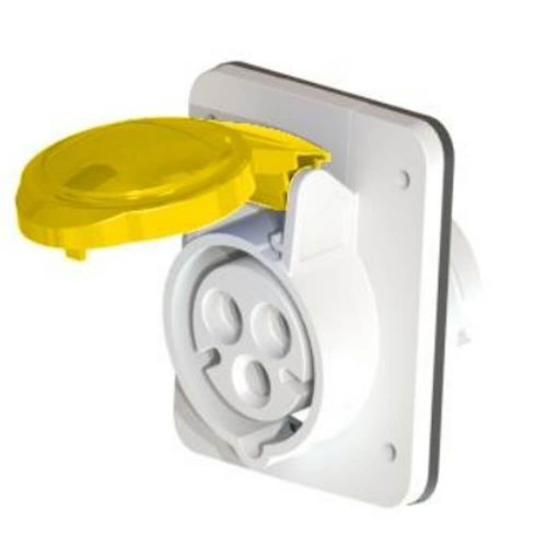 10° Angled Flush--Mounting Socket-Outlet, 2P+E, 16 Amps. 110V by Meteor Electrical 