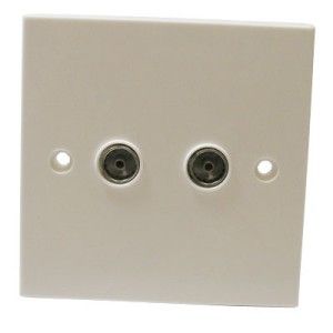 Twin Co-Axial Socket Non Isolated Off White