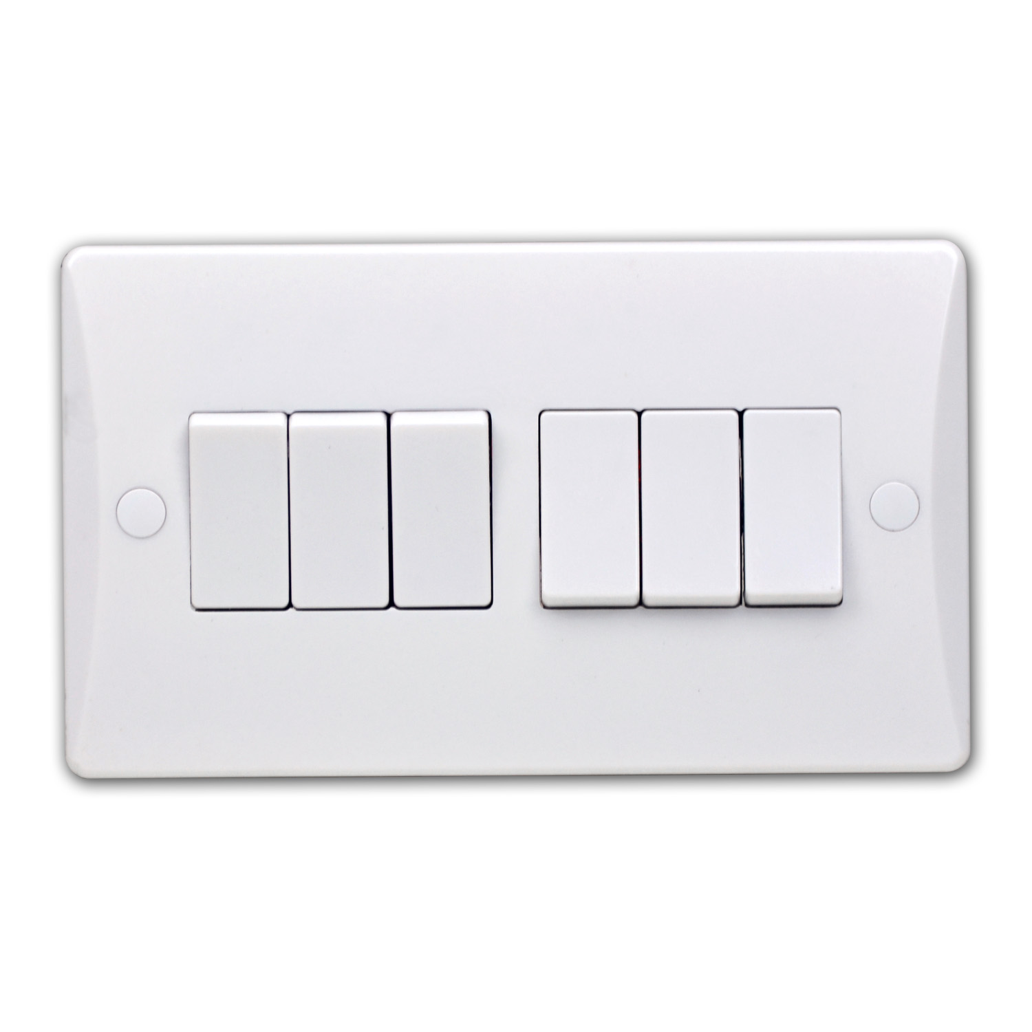 10 Amp 6 Gang 2 Way Plate Switch, Wiring Accessories, Pearl Switches White